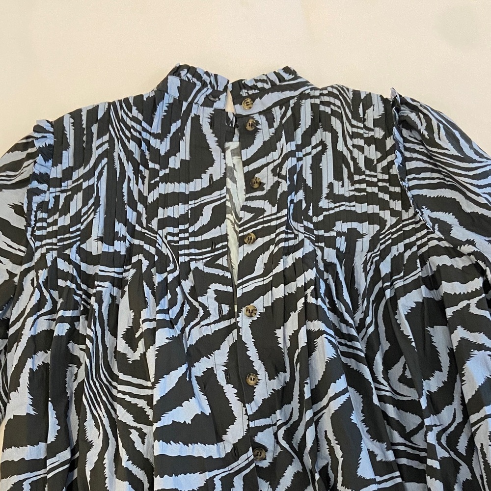 Ganni Black and Blue Zebra Pattern dress - Picture 2 of 4